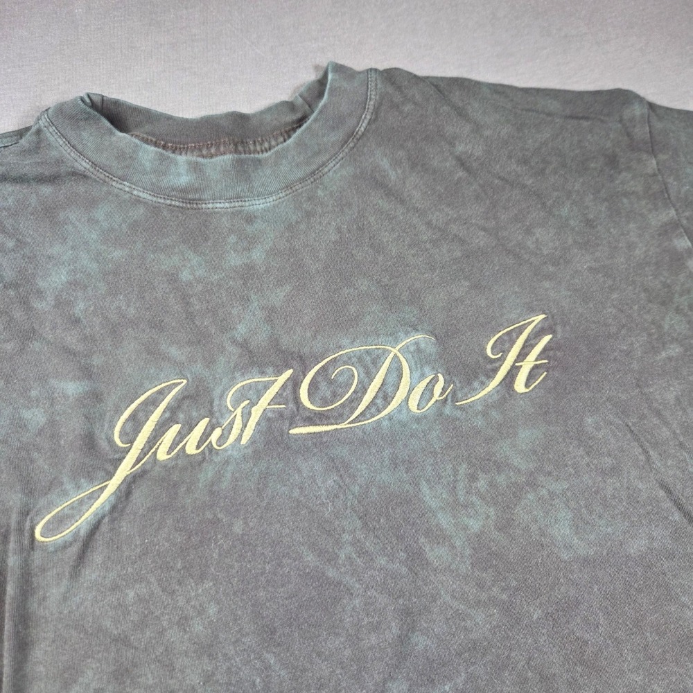 Nike The Nike Tee Loose Fit Just Do It Acid Wash Grey Green Shirt Womens M